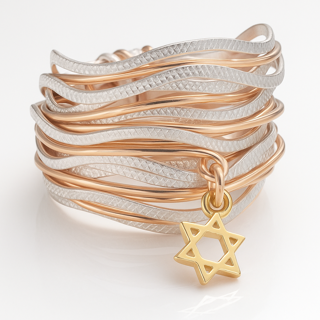 טבעת ספירלי גלים גלייז עם מגן דוד
