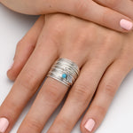 טבעת ספירלי חול לבן עם טיפת מזל (6086860439733)